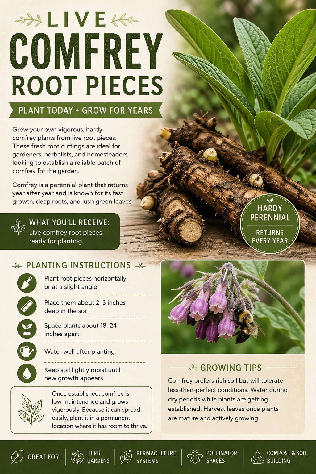 Comfrey Root Cuttings